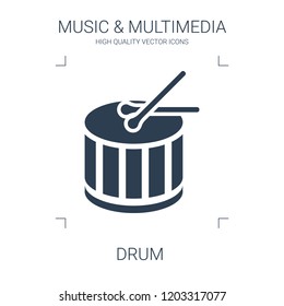 drum icon. high quality filled drum icon on white background. from music multimedia collection flat trendy vector drum symbol. use for web and mobile