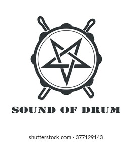 Drum. Drum icon. Drum icone logo. Drum icon web. Drum icon object. Drum sign. Drum simple. Black snare drum with sticks, logo, symbol, icon, graphic. Vector illustration isolated on white background