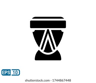 Das Symbol der Trommel ist auf weißem Hintergrund isoliert. Vektor-Illustration im Stil der Glyphe. EPS 10