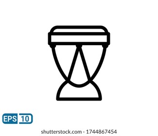 Das Symbol der Trommel ist auf weißem Hintergrund isoliert. Vektorgrafik im Zeilenstil. EPS 10