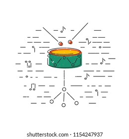 Drum icon isolated on background. Flat style. Vector illustration