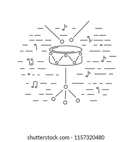 Drum icon isolated on background. Line style. Vector illustration