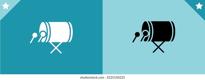 Drum icon isolated on color background