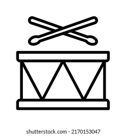 Drum Icon. Line Art Style Design Isolated On White Background