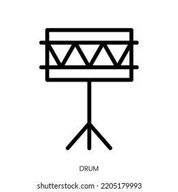 drum icon. Line Art Style Design Isolated On White Background