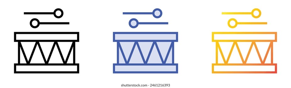 drum icon. Linear, Blue Fill and Gradient Style Design Isolated On White Background