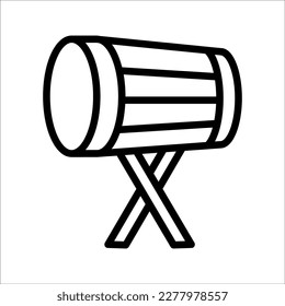 Trommelsymbol oder Logo einzeln auf Vorzeichen, Vektorgrafik - hohes Trommel- oder Logo, einzelne Zeichen, Vektorgrafik - Vektorsymbol auf weißem Hintergrund.