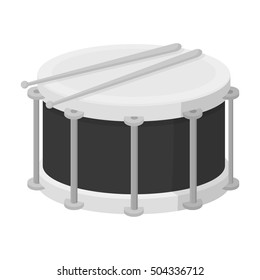 Drum icon in monochrome style isolated on white background. Musical instruments symbol stock vector illustration