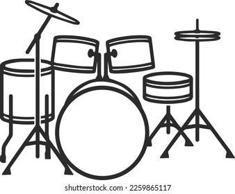 Drum icon, music drums symbol black vector