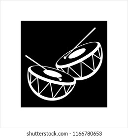 Drum Icon, Music Instrument Vector Art Illustration