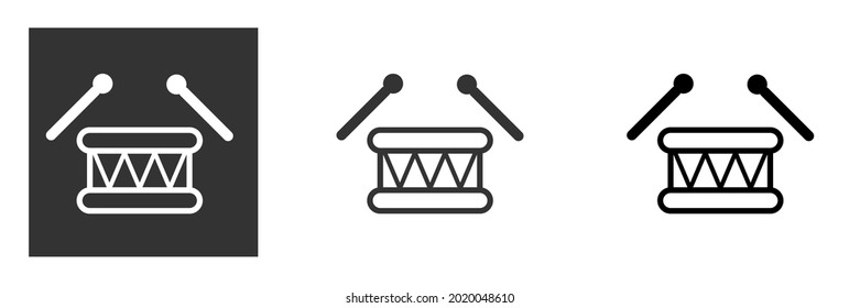 Drum icon, musical instrument icon vector illustration art, symbol of music and entertainment