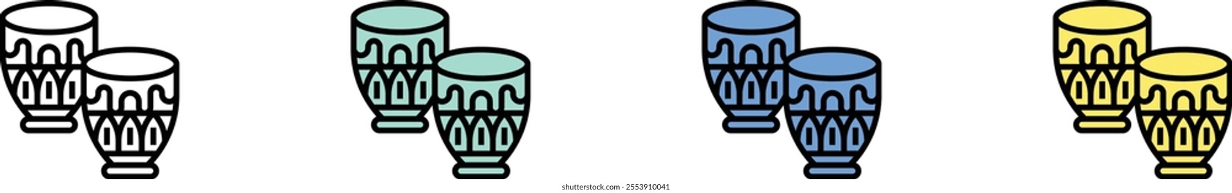 drum icon. Outline, Green, Blue and Yellow Style Design Isolated On White Background