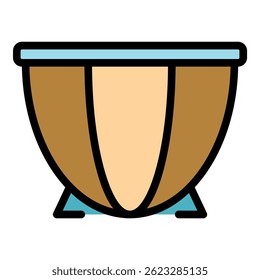 Drum icon. Outline drum vector icon color flat isolated