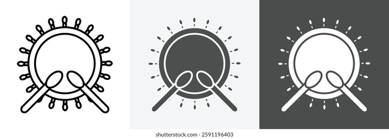 Drum icon set vector art