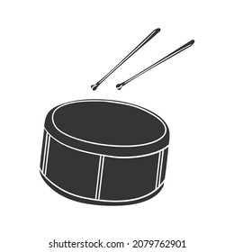 Drum Icon Silhouette Illustration. Music Toy Vector Graphic Pictogram Symbol Clip Art. Doodle Sketch Black Sign.