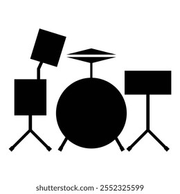 Drum Icon with Simple Design on White Background