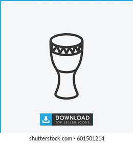 drum icon. simple outline drum vector icon. on white background.