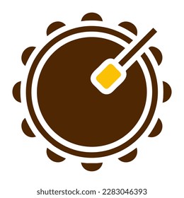 drum icon solid brown yellow colour ramadan illustration vector element and symbol perfect. Icon sign from modern collection for web.