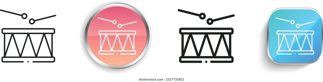 drum icon. Thin Linear, Regular and Button Style Design Isolated On White Background