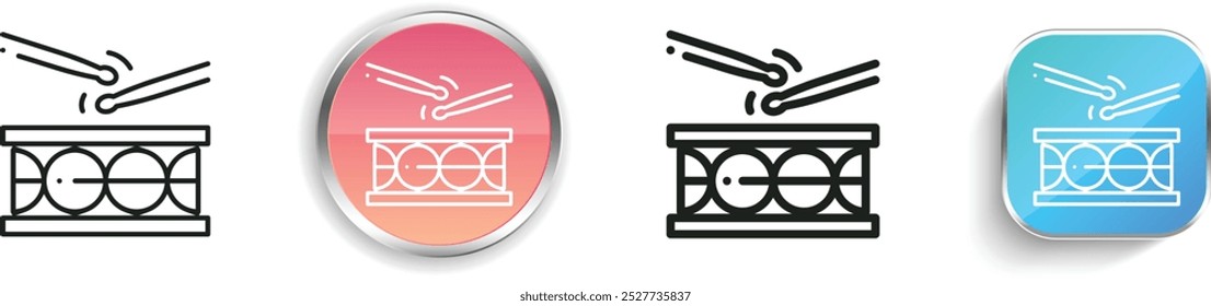 drum icon. Thin Linear, Regular and Button Style Design Isolated On White Background