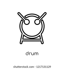 drum icon. Trendy modern flat linear vector drum icon on white background from thin line collection, outline vector illustration