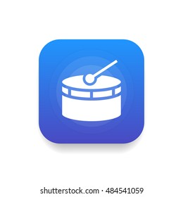 Drum icon vector, clip art. Also useful as logo, web UI element, symbol, graphic image, silhouette and illustration.