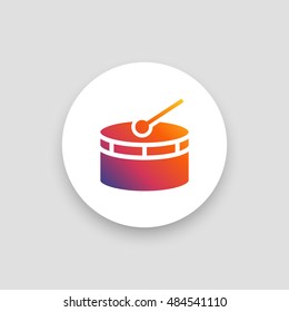 Drum icon vector, clip art. Also useful as logo, web UI element, symbol, graphic image, silhouette and illustration.