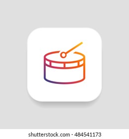 Drum icon vector, clip art. Also useful as logo, web UI element, symbol, graphic image, silhouette and illustration.