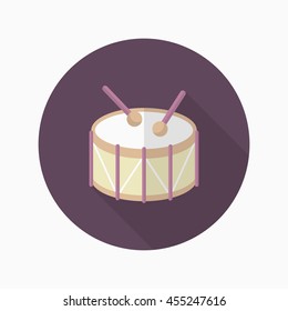 Drum icon , Vector flat long shadow design.