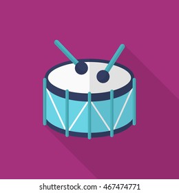 Drum icon , Vector flat long shadow design.