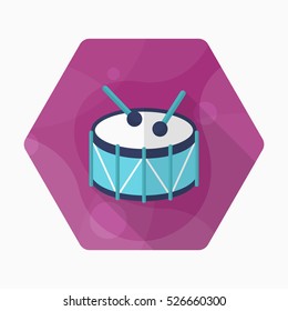 Drum icon , Vector flat long shadow design.