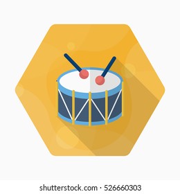 Drum icon , Vector flat long shadow design.