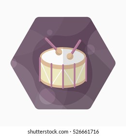 Drum icon , Vector flat long shadow design.