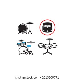 Drum icon vector illustration logo design template and background.