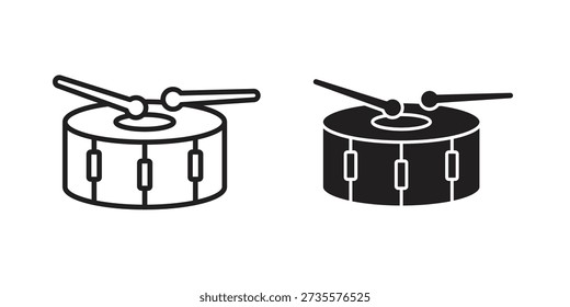 Drum icons Concepts. black solid and line stroke designs for web and app use