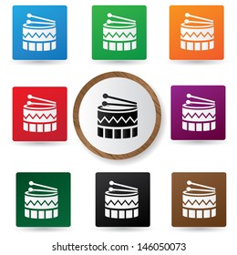 Drum icons on colorful buttons,vector