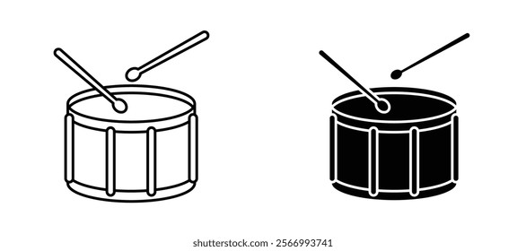 Drum icons in outline and fill. vector illustration for ui.