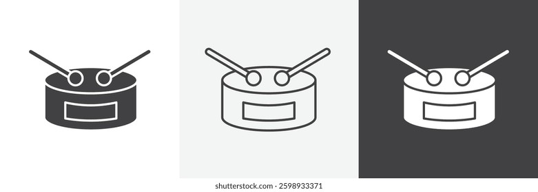 Drum icons in Thin line black color. flat simple vector symbols illustration.