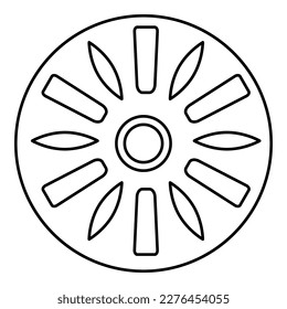 Drum industry circle round contour outline line icon black color vector illustration image thin flat style