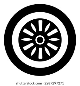 Drum industry circle round icon in circle round black color vector illustration image solid outline style