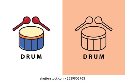 Drum instrument icon vector, used for music entertainment, instrument, festival, digital web and entertainment.