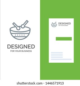 Drum, Instrument, Irish, Parade Grey Logo Design and Business Card Template