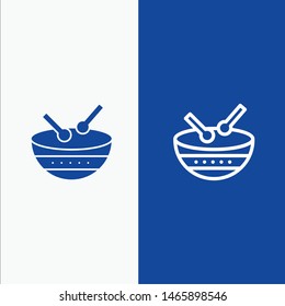 Drum, Instrument, Irish, Parade Line and Glyph Solid icon Blue banner Line and Glyph Solid icon Blue banner. Vector Icon Template background