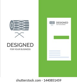 Drum, Instrument, Irish, Parade, St. Patrick Grey Logo Design and Business Card Template