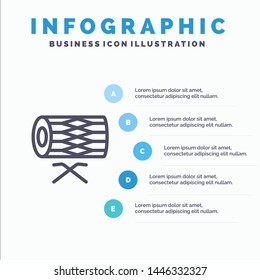 Drum, Instrument, Irish, Parade, St. Patrick Line icon with 5 steps presentation infographics Background