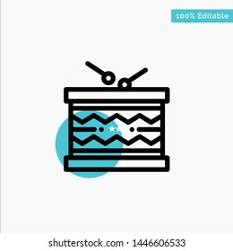 Drum, Instrument, Irish, Parade, St. Patrick turquoise highlight circle point Vector icon