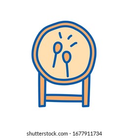 drum instrument line and fill style icon design, Music sound melody song musical art and composition theme Vector illustration