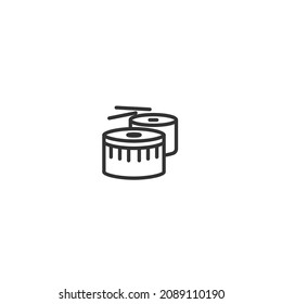 drum instrument line icon, outline vector sign, pixel perfect icon