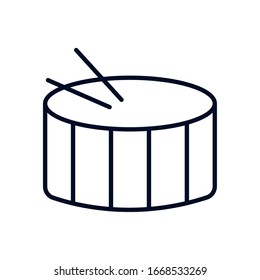 drum instrument line style icon design, Music sound melody song musical art and composition theme Vector illustration