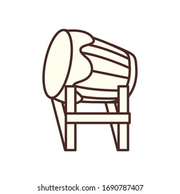 Drum instrument line style icon design, Music sound melody song musical art and composition theme Vector illustration